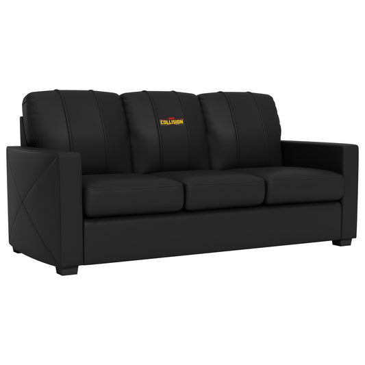 Silver Sofa with  All Elite Wrestling Collision Color Logo