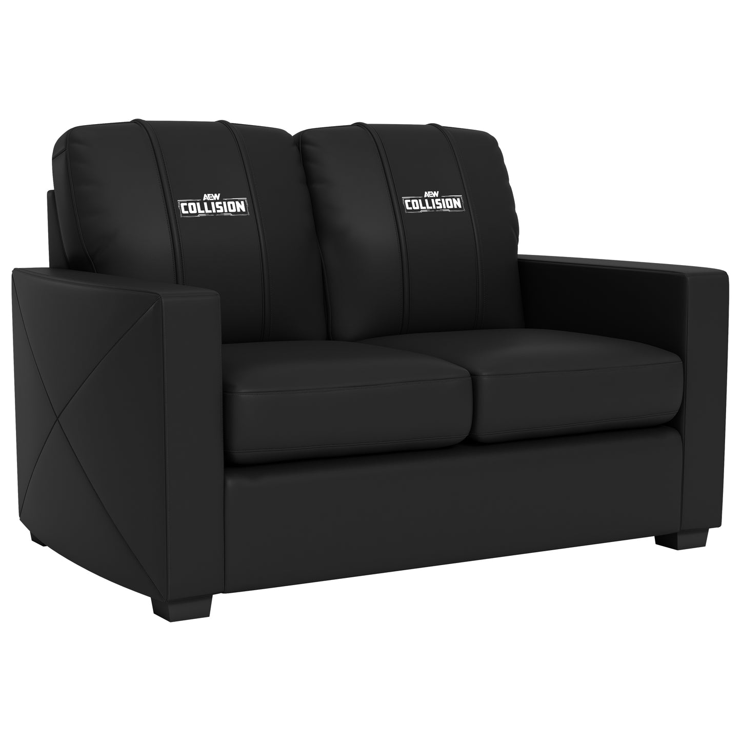 Silver Loveseat with  All Elite Wrestling Collision White Logo