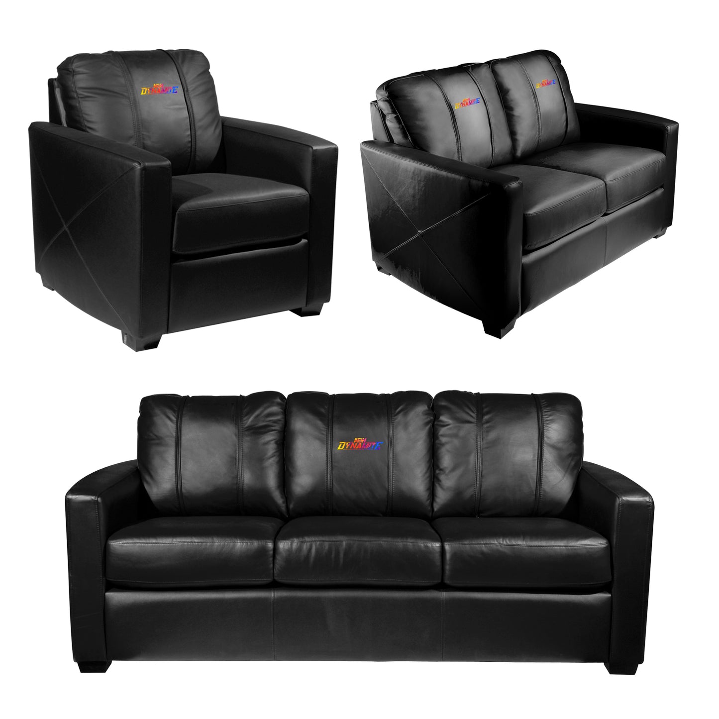 Silver Loveseat with  All Elite Wrestling Dynamite Color Logo