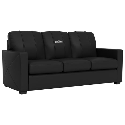 Silver Sofa with  All Elite Wrestling Dynamite White Logo