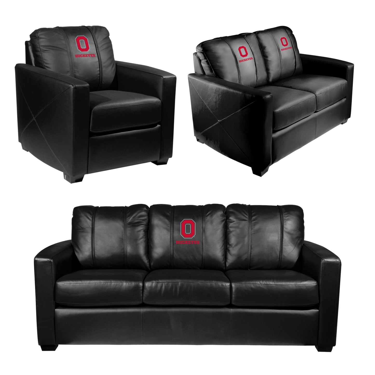 Silver Sofa with Ohio State Block O Buckeyes Logo