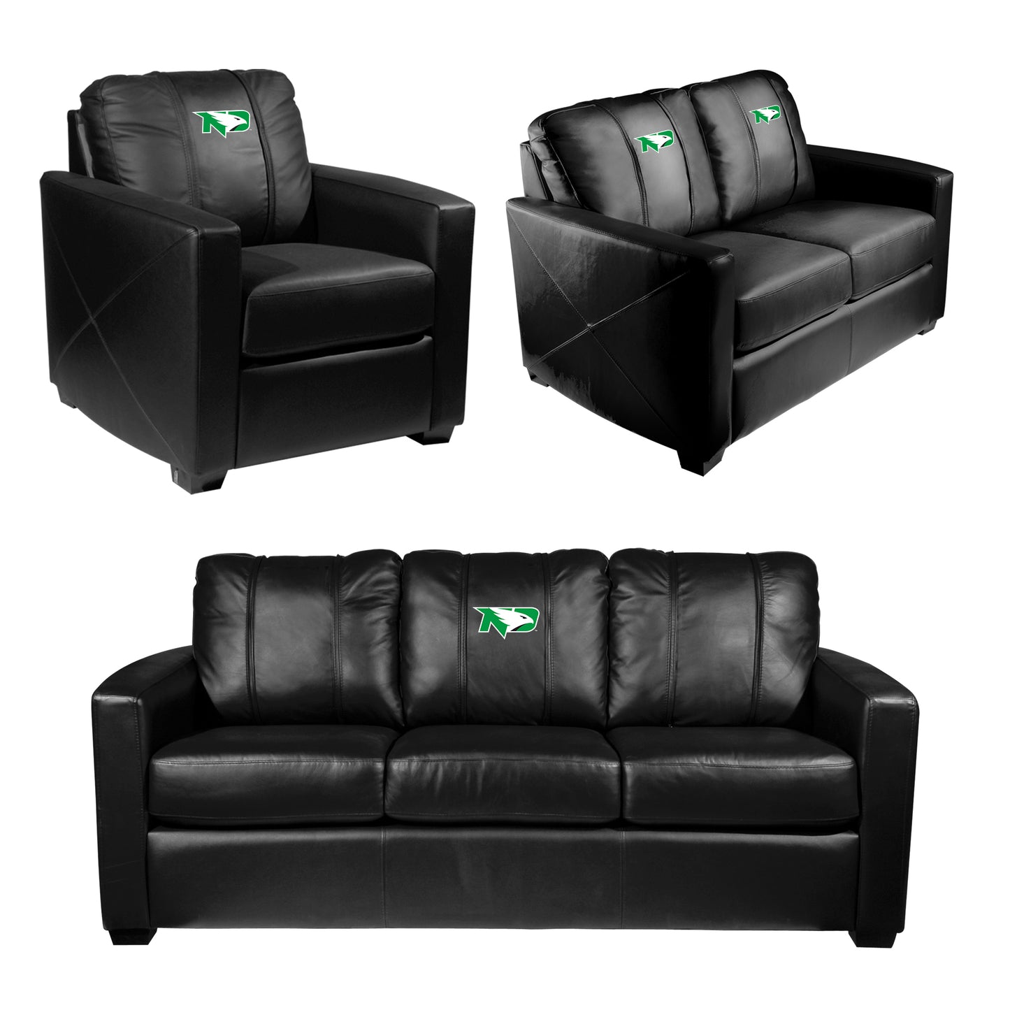 Silver Loveseat with University of North Dakota Primary Logo