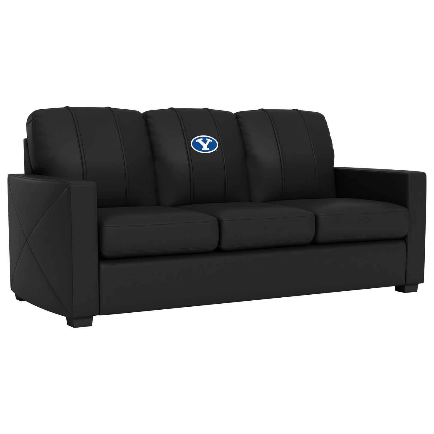 Silver Sofa with BYU Cougars Logo