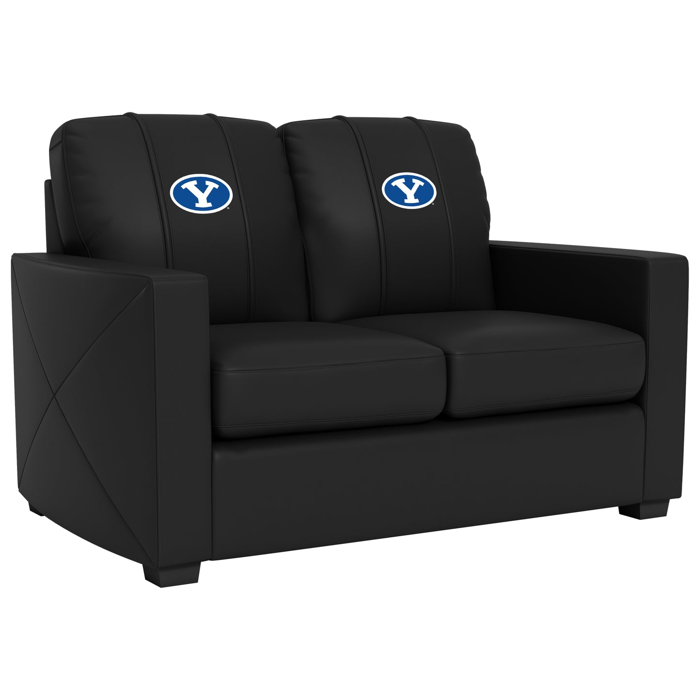 Silver Loveseat with BYU Cougars Logo