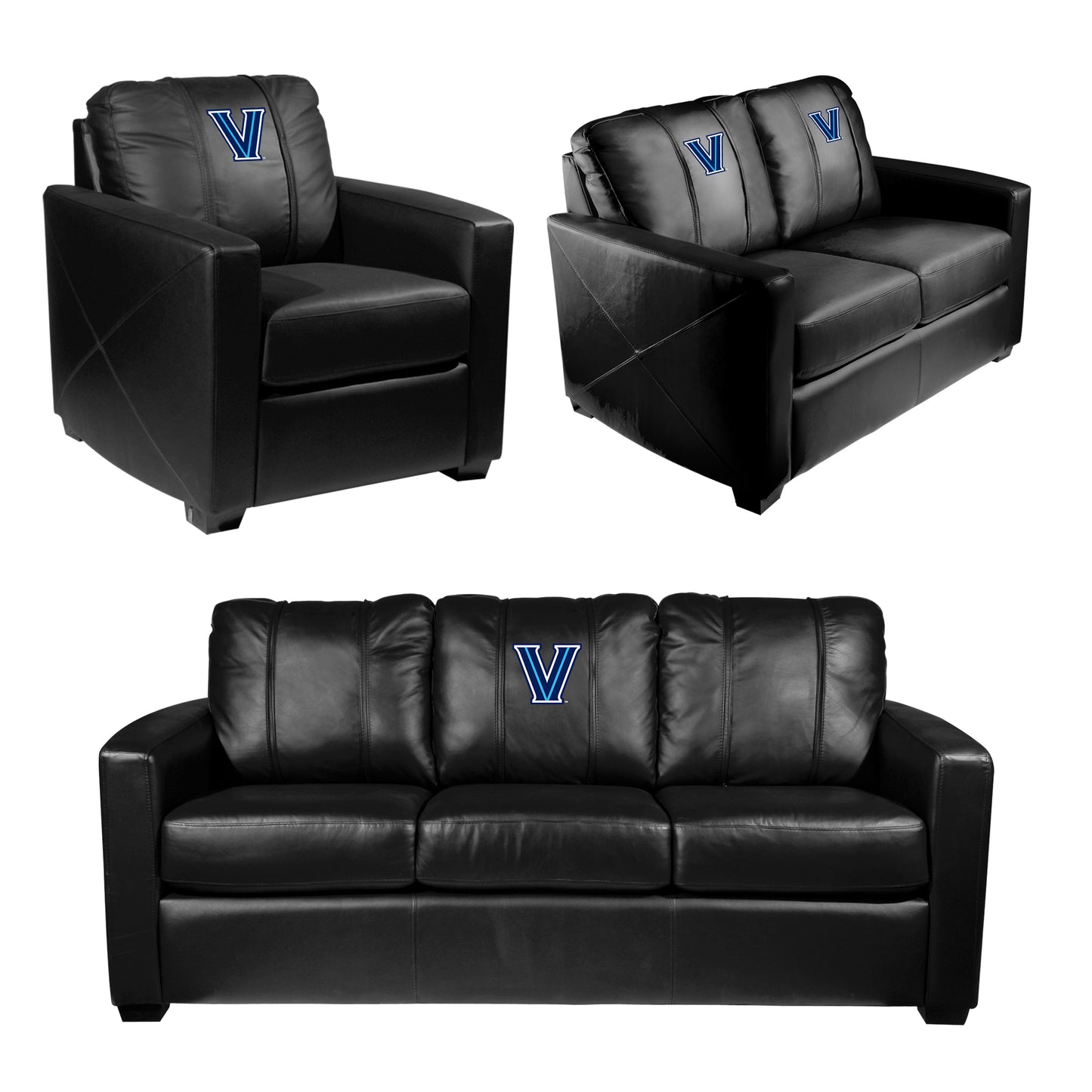 Silver Sofa with Villanova Wildcats Primary Logo