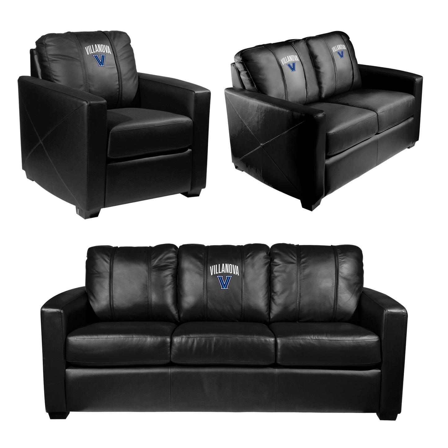 Silver Loveseat with Villanova Wildcats Alternate Logo