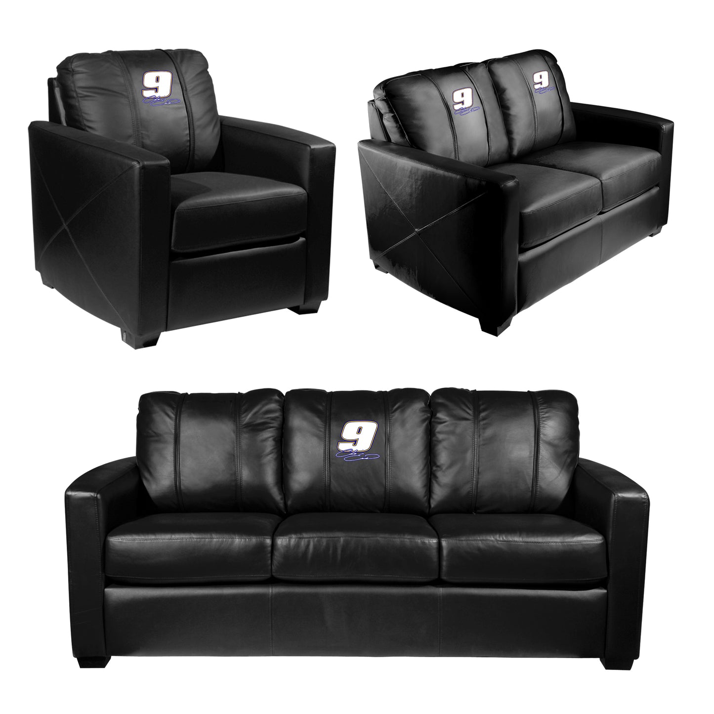 Silver Sofa with  Chase Elliott #9 Signature Logo