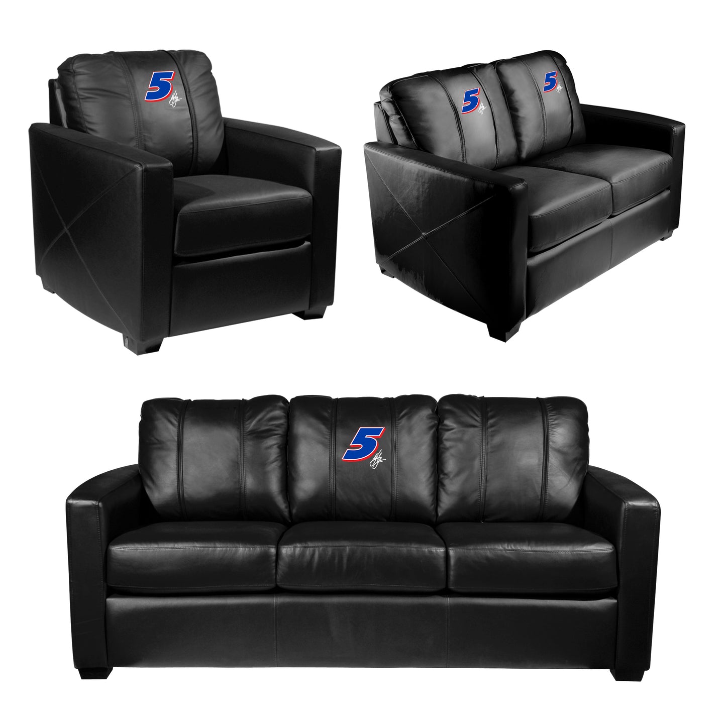 Silver Sofa with  Kyle Larson #5 Signature Logo