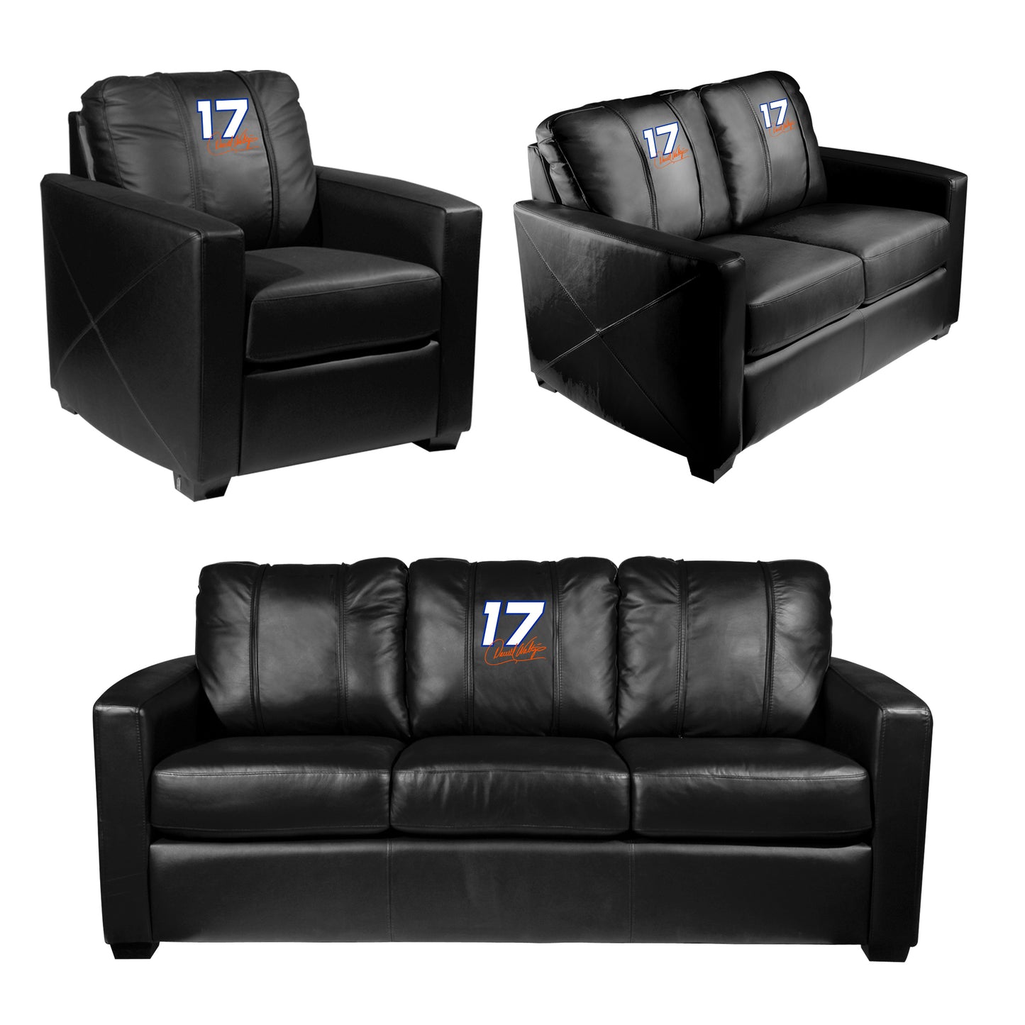 Silver Sofa  with Darrell Waltrip #17 Signature Logo