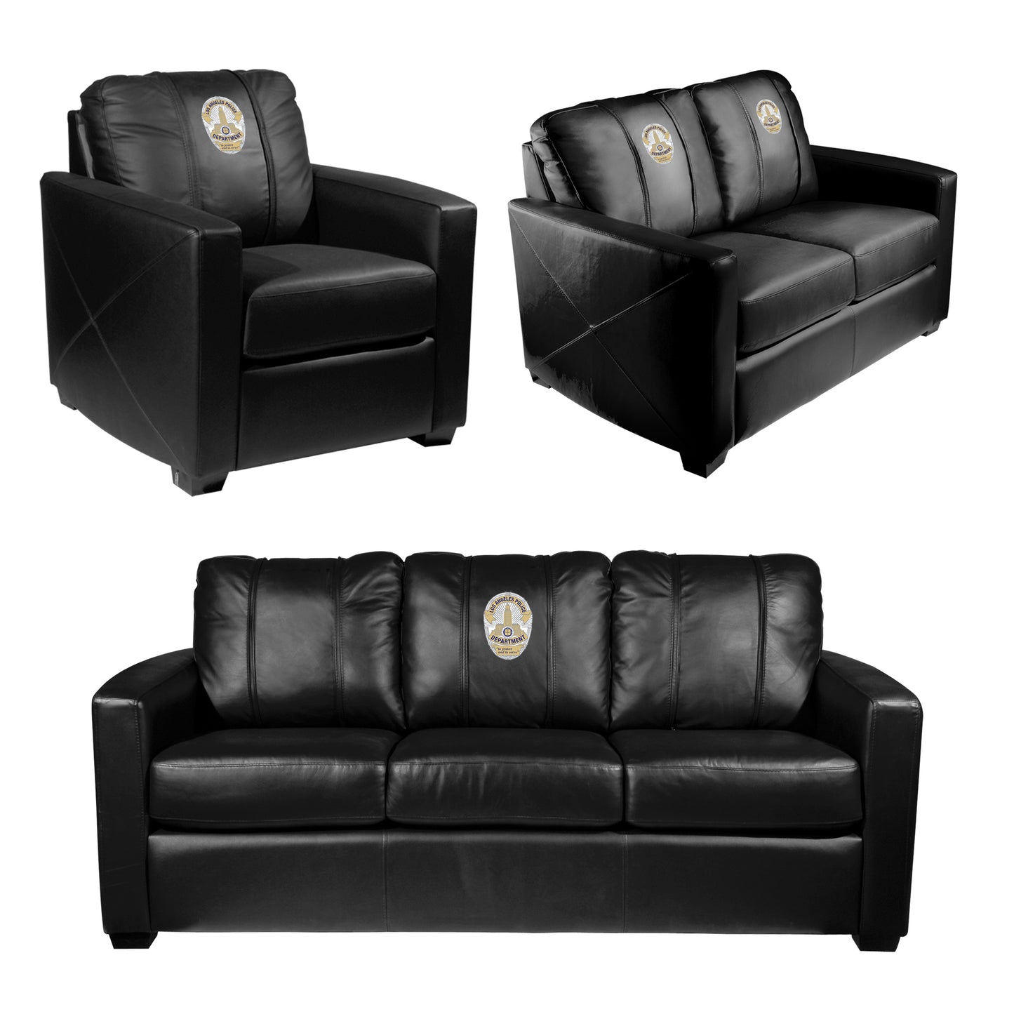 Silver Sofa with LAPD Badge