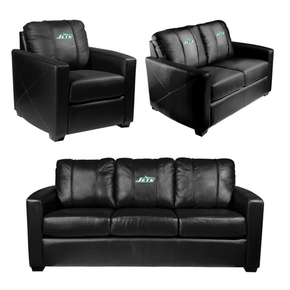 Silver Loveseat with New York Jets Classic Logo