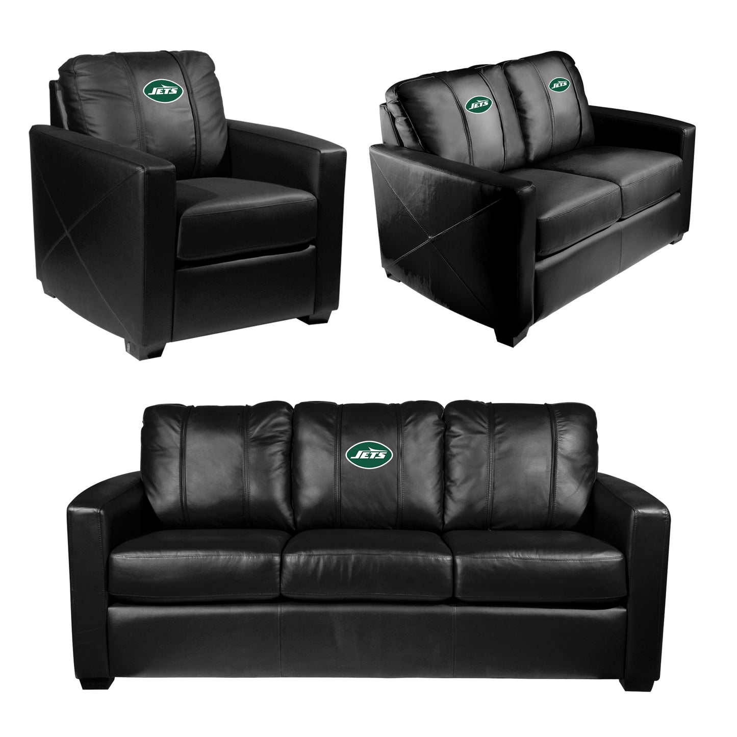 Silver Sofa with  New York Jets Legacy Secondary Logo