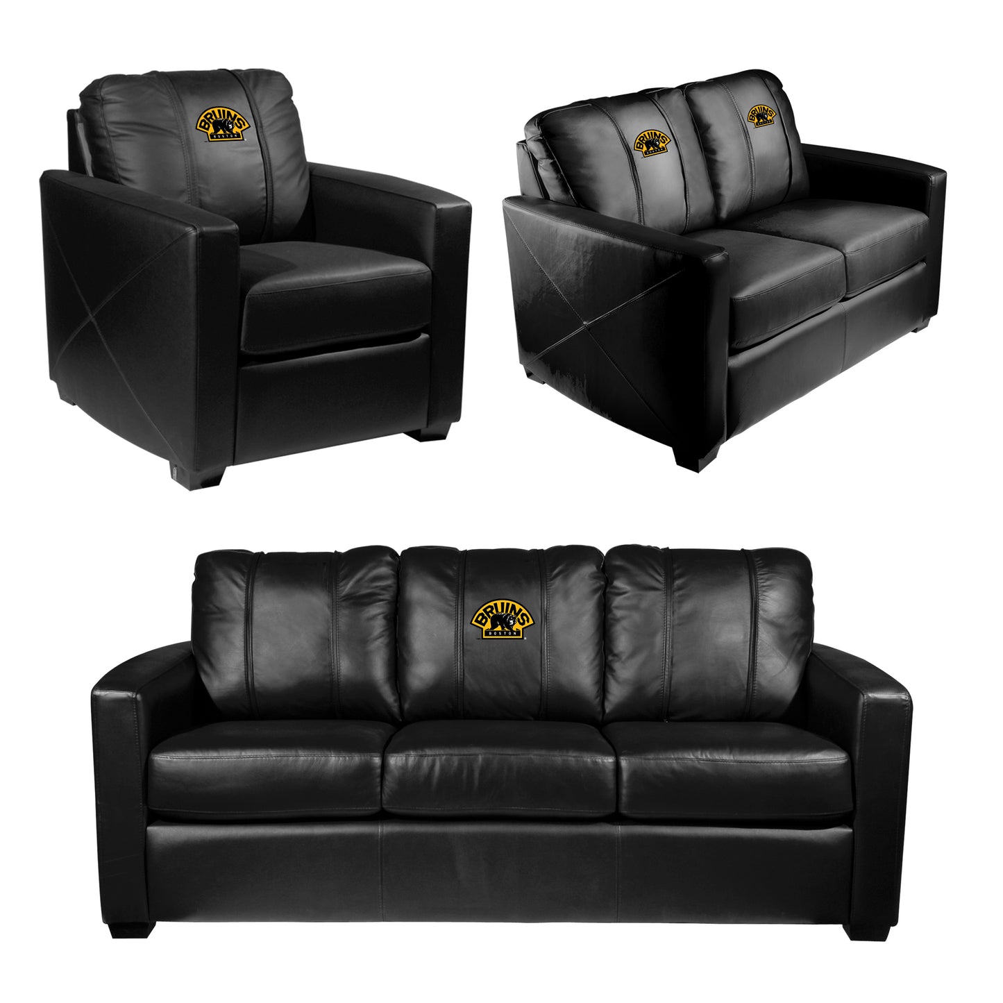 Silver Club Chair with Boston Bruins Secondary Logo