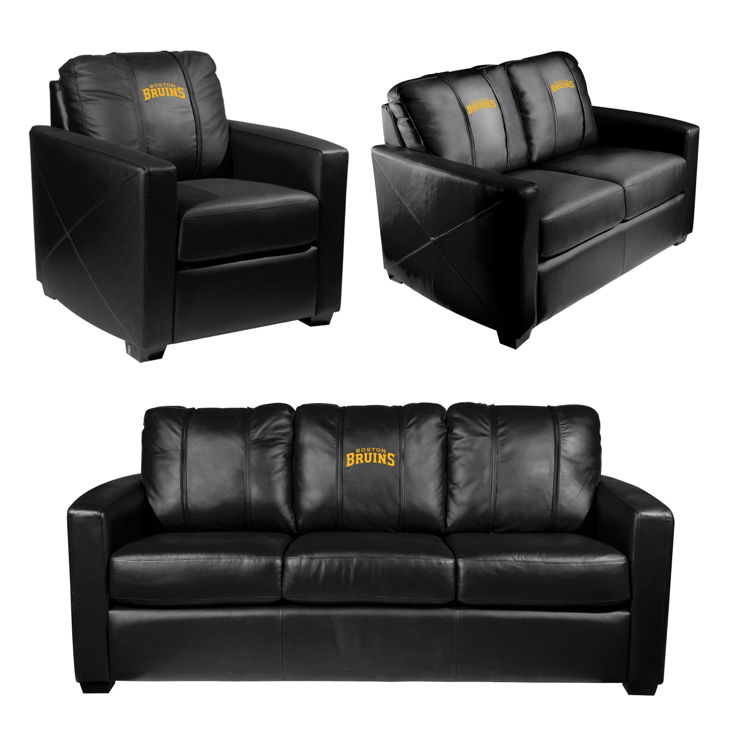 Silver Club Chair with Boston Bruins Wordmark Logo