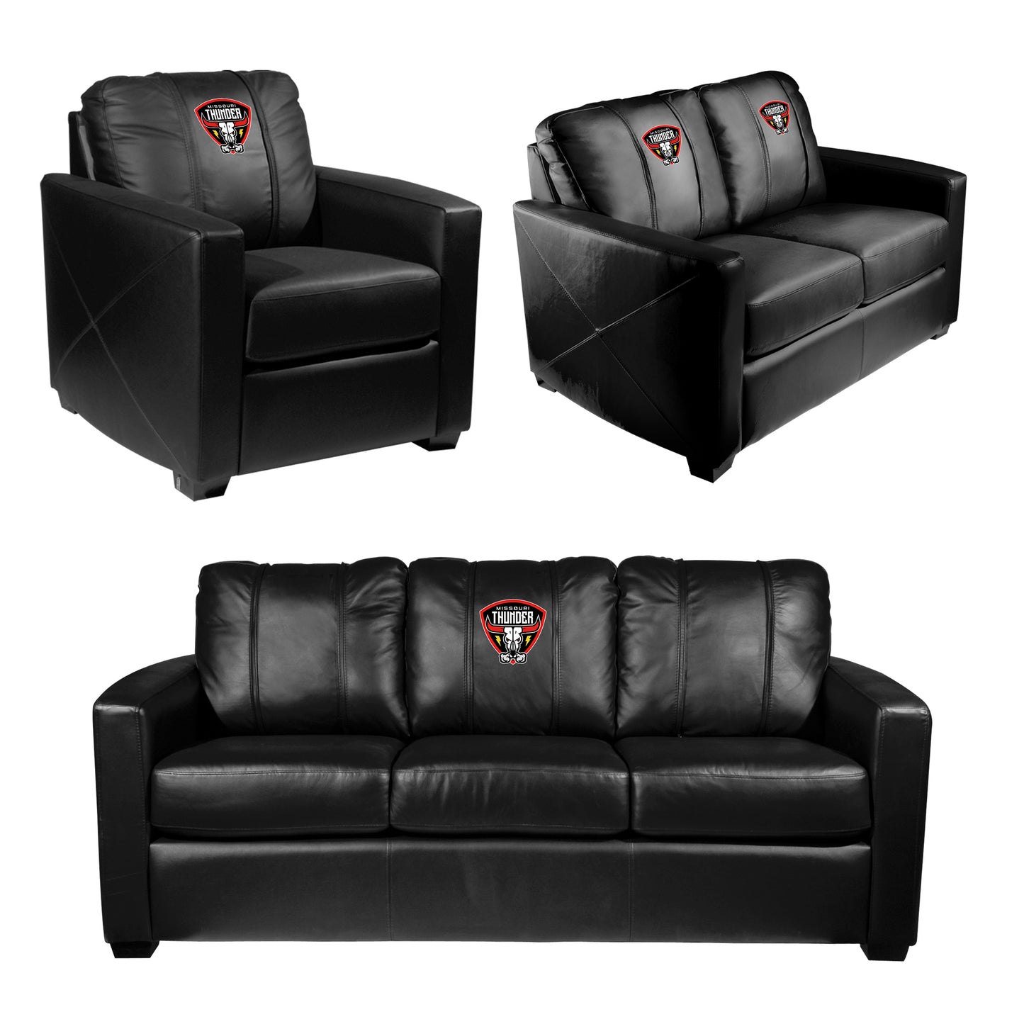 Silver Loveseat with  Missouri Thunder Primary Logo