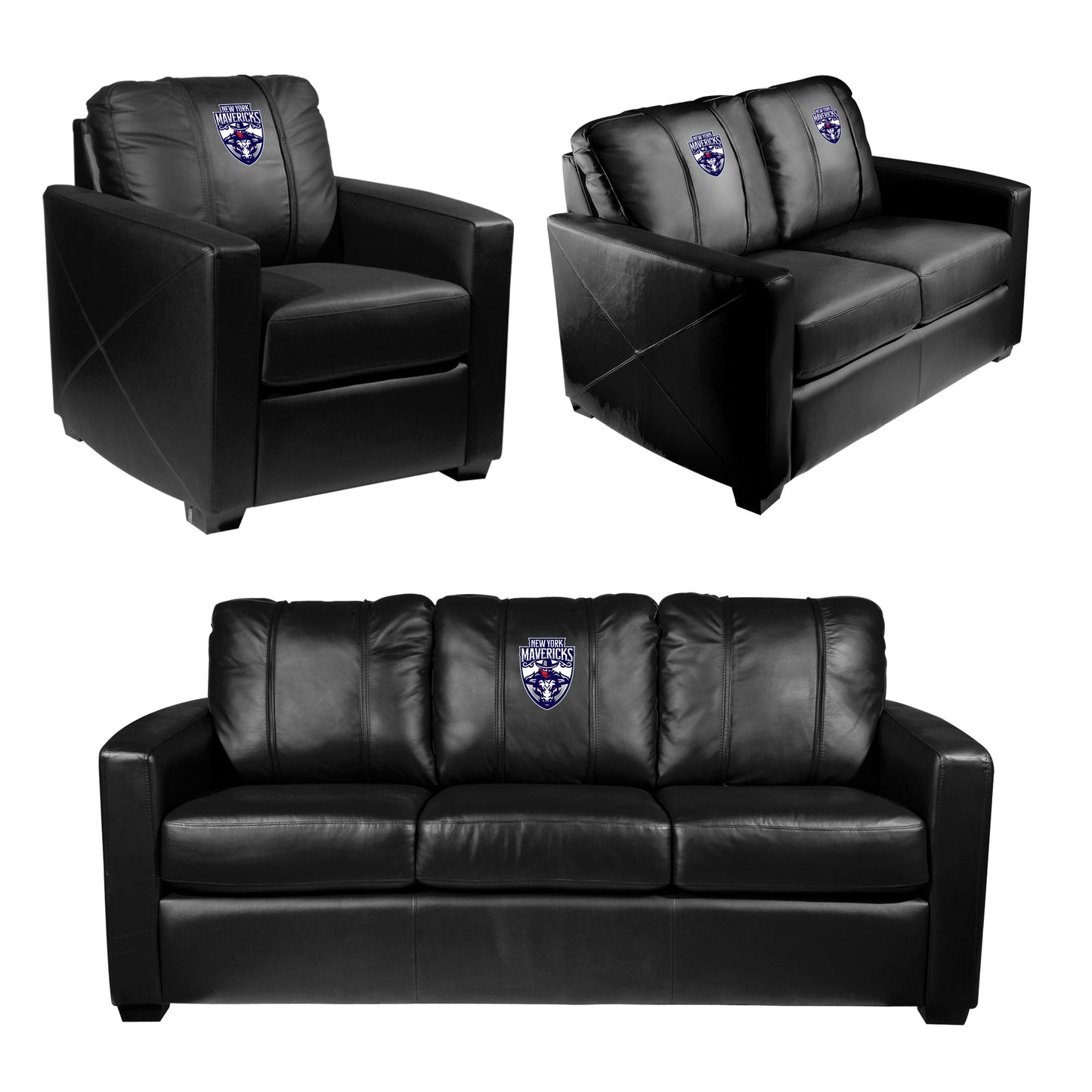 Silver Club Chair with  New York Mavericks Primary Logo