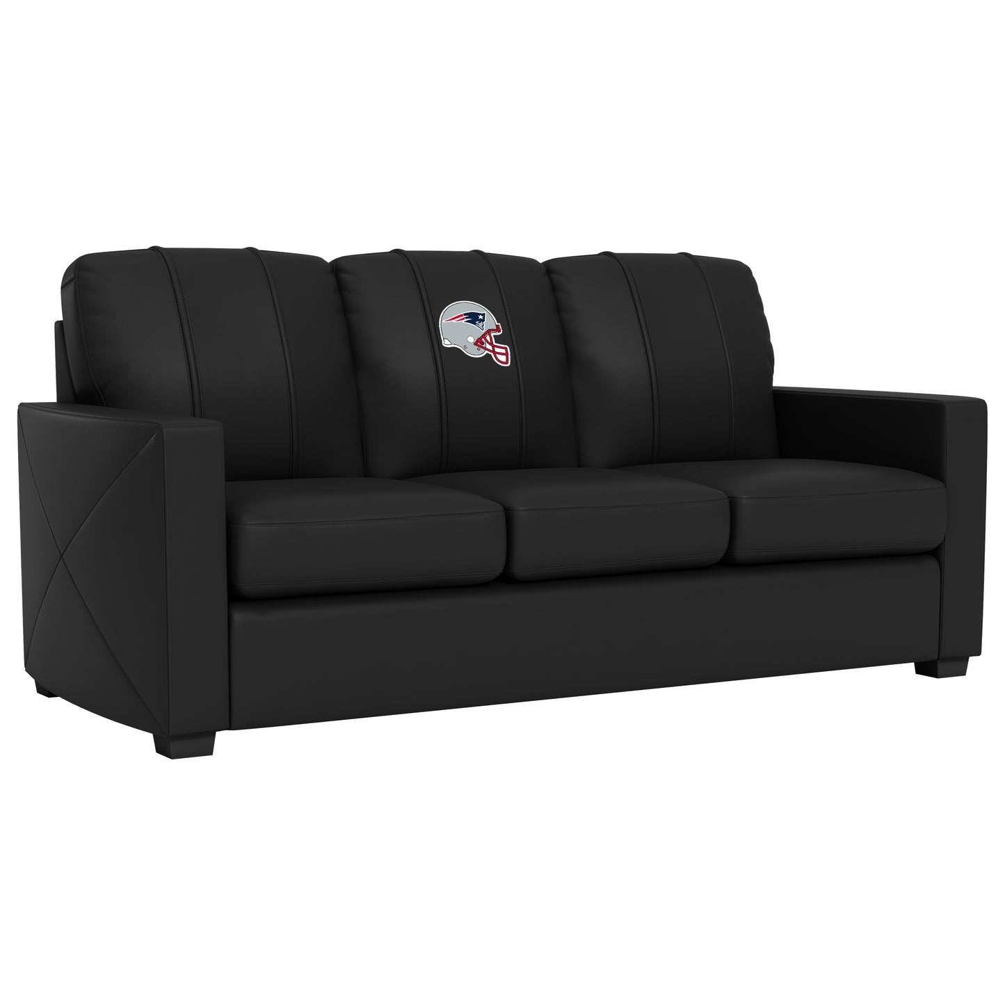 Silver Sofa with  New England Patriots Helmet Logo