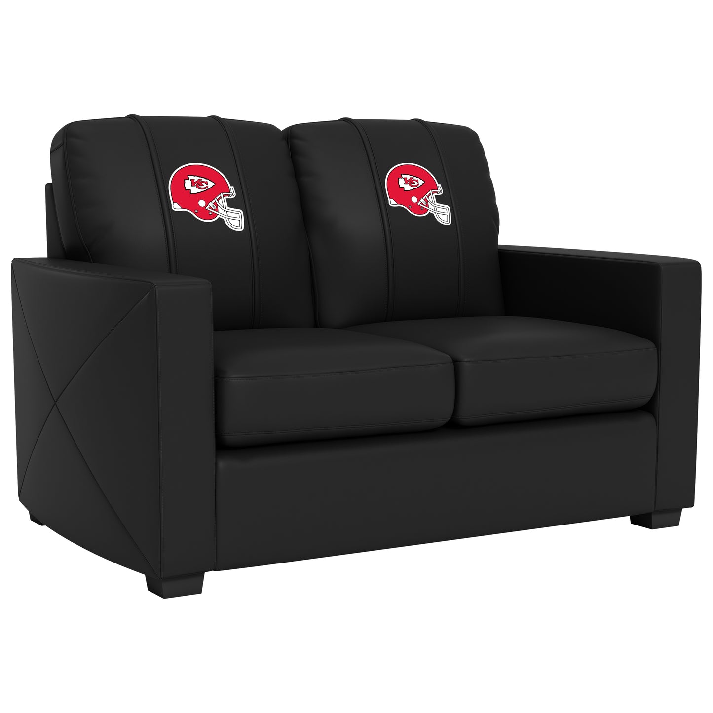 Silver Loveseat with  Kansas City Chiefs Helmet Logo