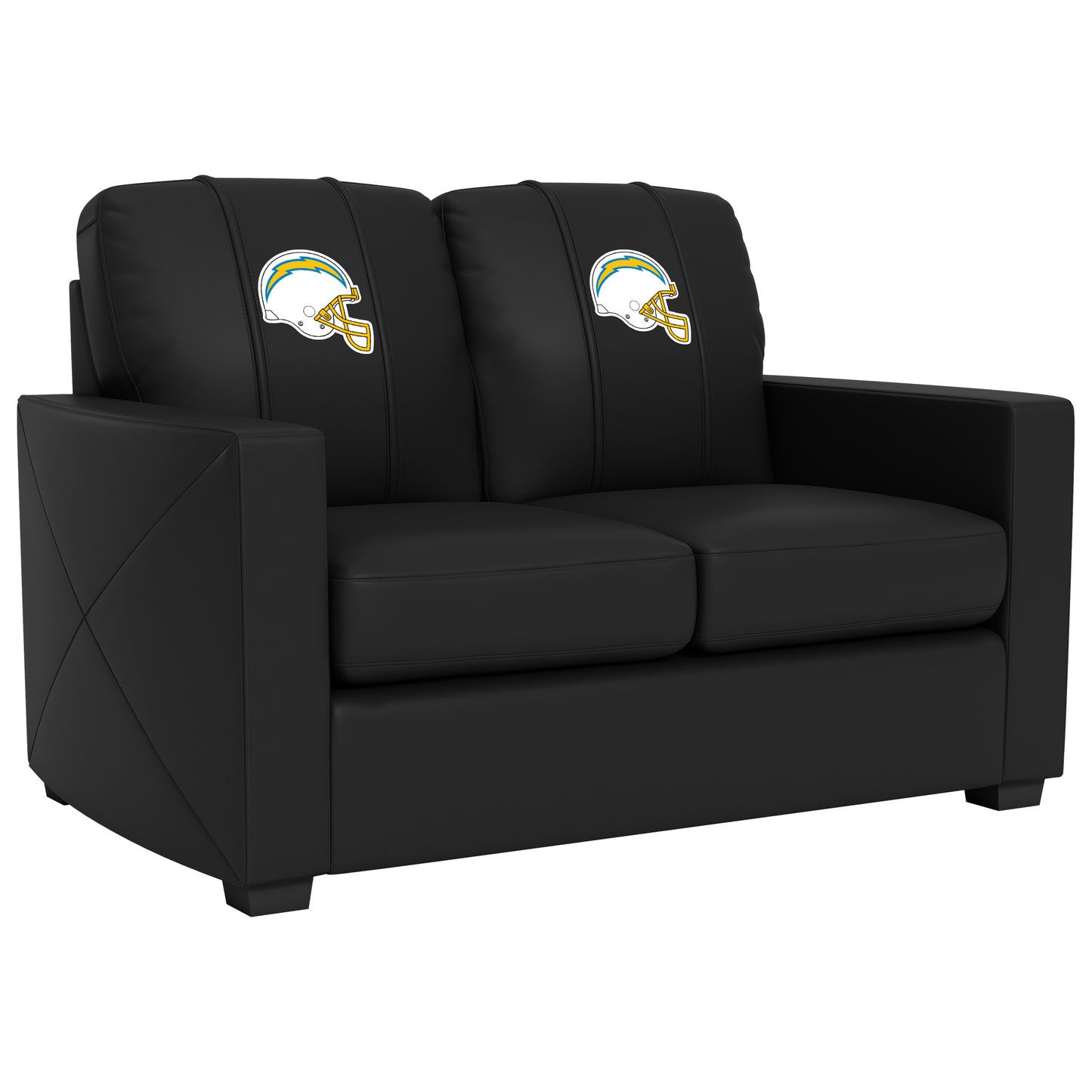 Silver Loveseat with  Los Angeles Chargers Helmet Logo