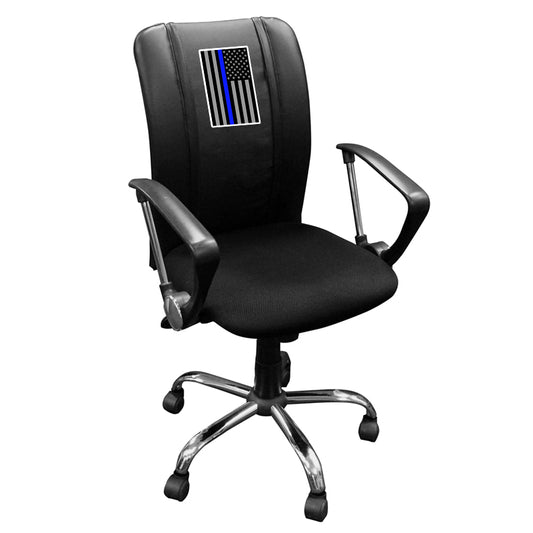 Curve Task Chair with Blue Line Flag Vertical Logo