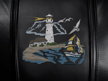 Silver Sofa with Lighthouse Scene Logo Panel