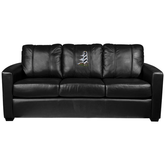 Silver Sofa with Lighthouse Black & White Logo Panel