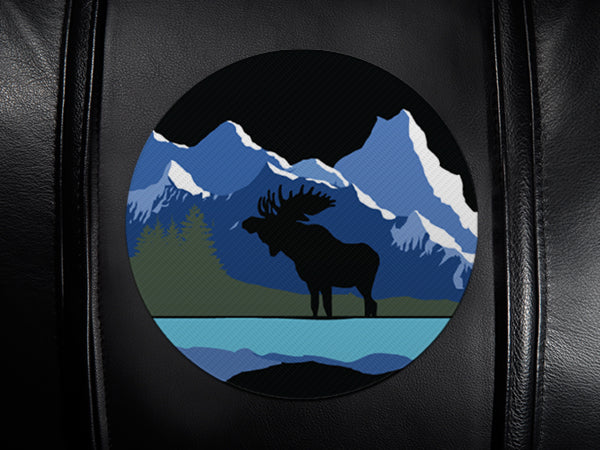 Silver Club Chair with Moose Mountain Scene Logo Panel
